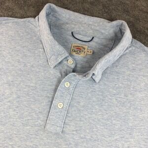 Faherty Brand Mens XXL Light Blue Heathered Short Sleeve Polo Shirt